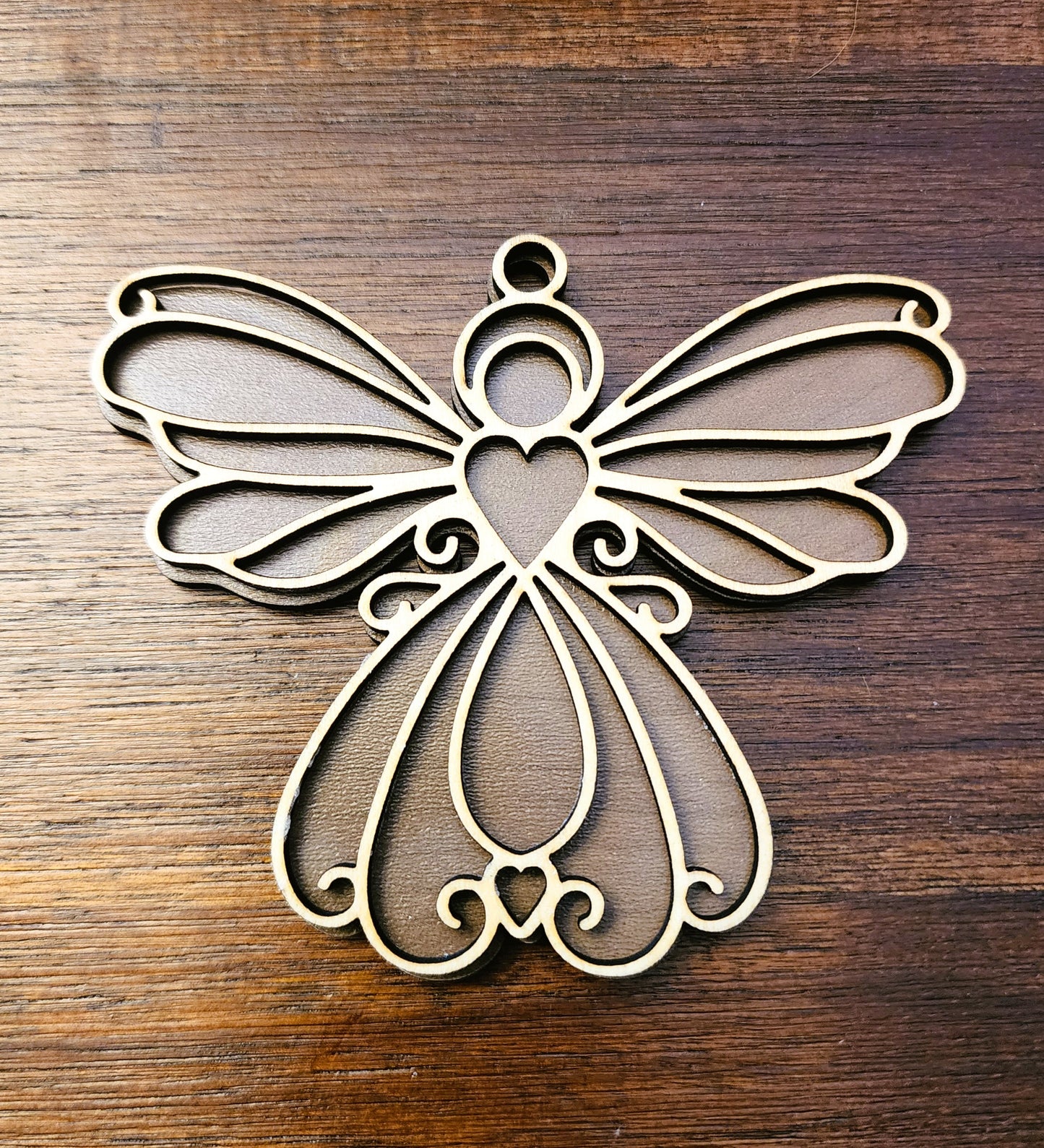 Angel Ornament – Wooden Laser Cut with Heart Detail