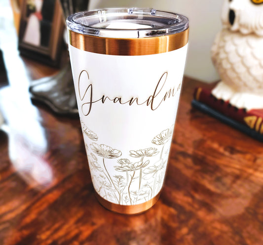 Custom Tumbler Gift Grandma Wildflower