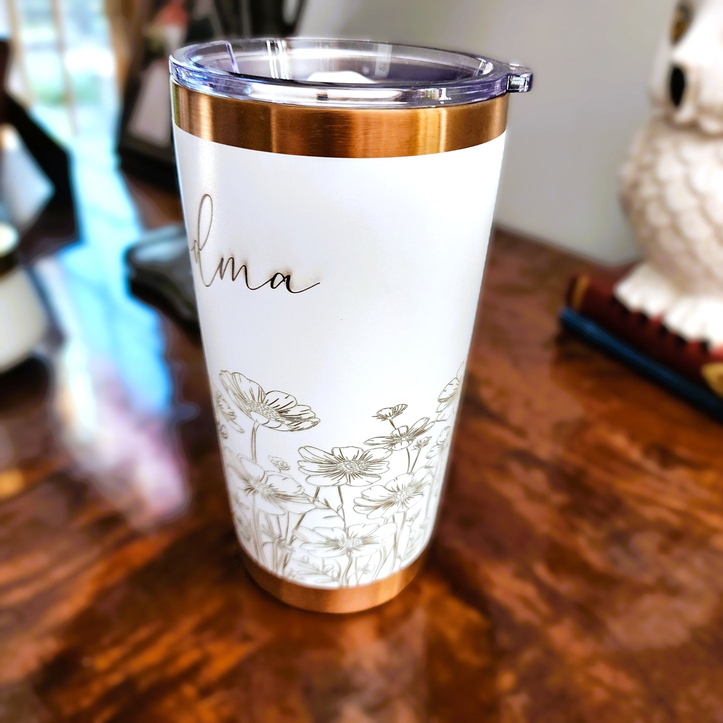 Side view White Copper Grandma 20oz Tumbler Custom