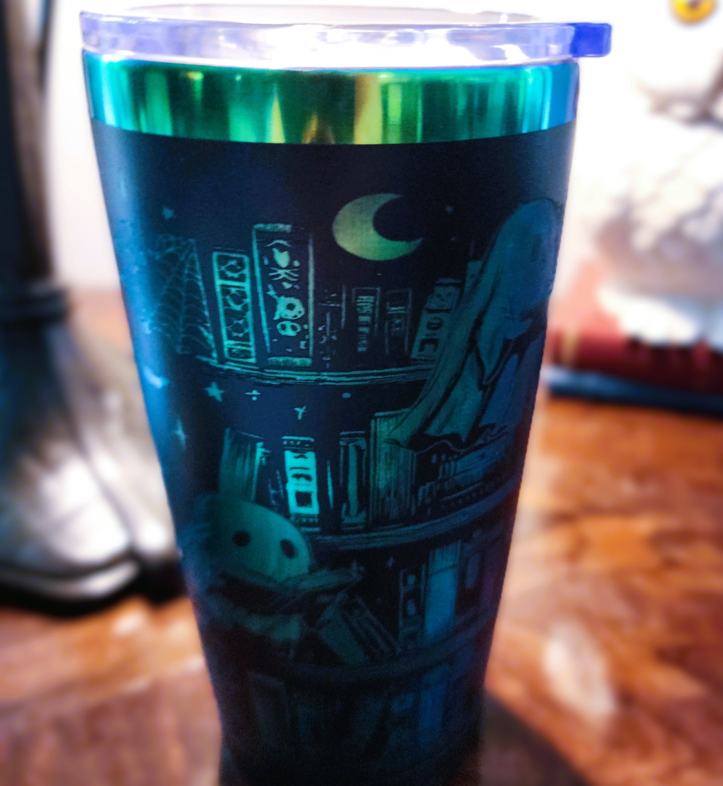 Boo Books! Halloween Reading Ghosts Tumbler – 20 oz Stainless Steel Cup with Lid & Straw