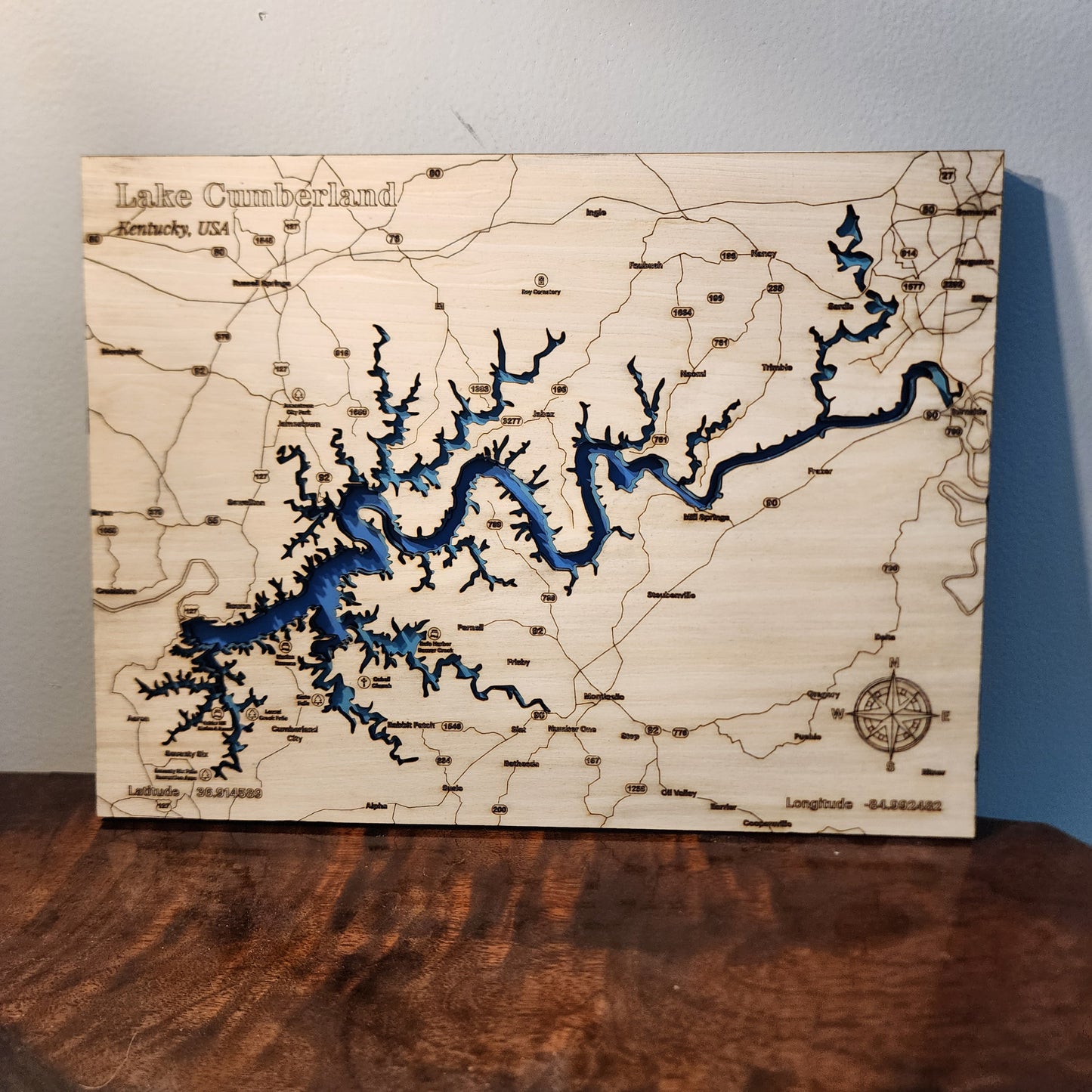 Lake Cumberland Layered Topography Map