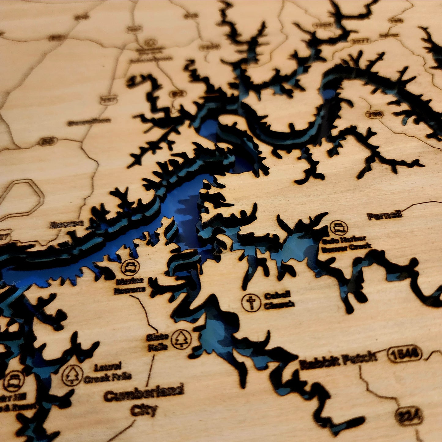 Lake Cumberland Layered Topography Map